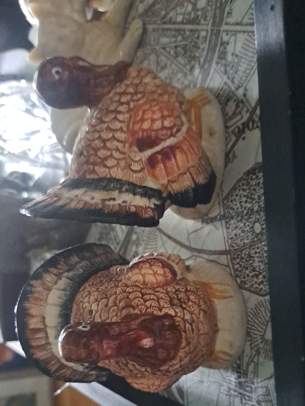 Ceramic Turkey Figurines Set Thanksgiving decor